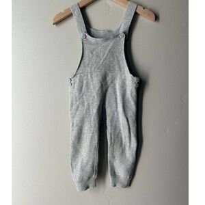 Mebie Baby Knit Overalls Scandi Heather Grey Cotton Ribbed Neutral Photoshoot